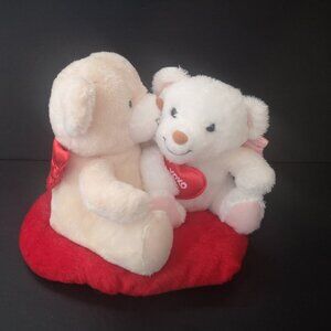 Hallmark Cupid Talking & Kissing Bears Plush Set Cream & White Magnetic Noses